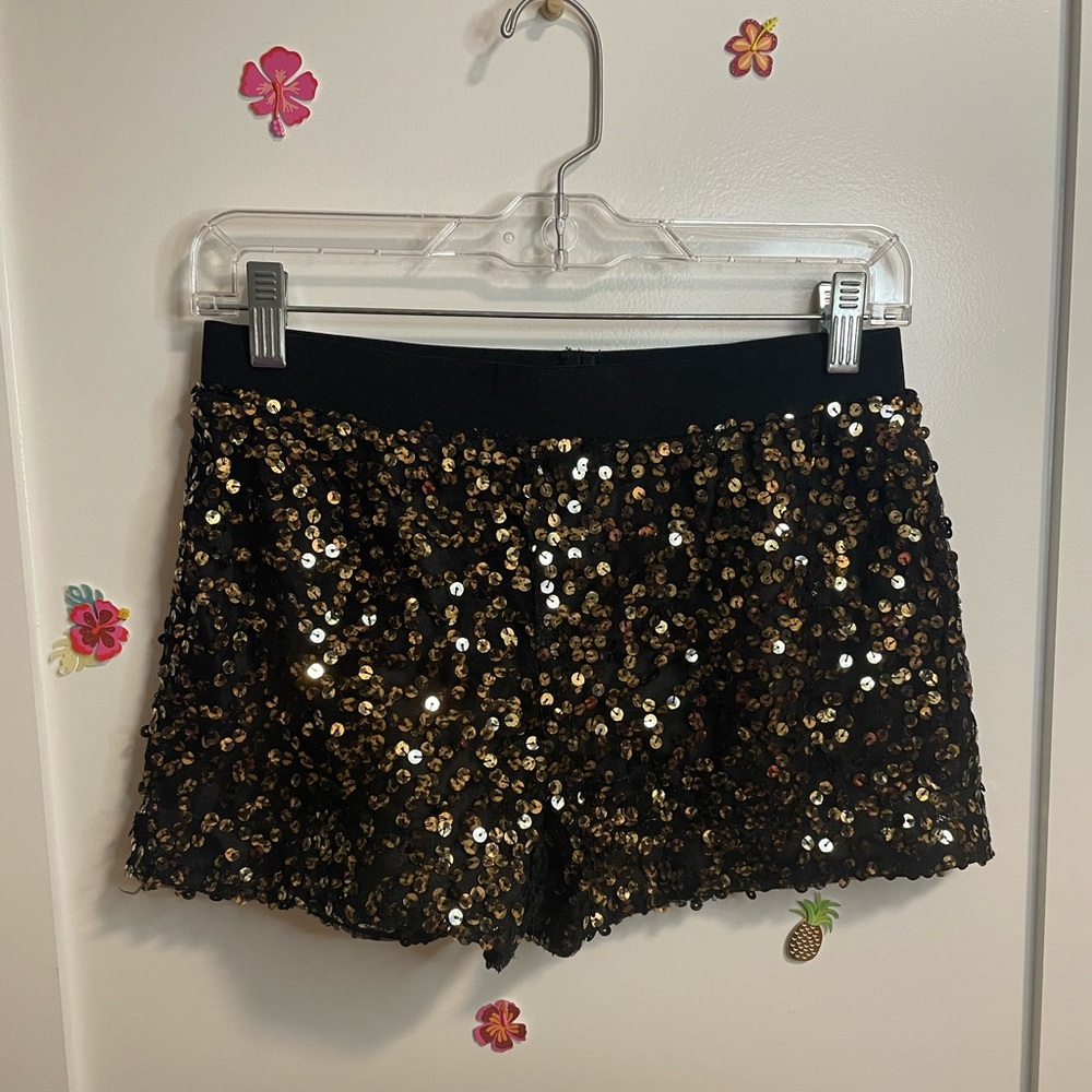 Black and Gold Sequin Women's Shorts